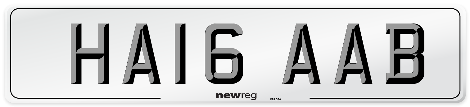 HA16 AAB Number Plate from New Reg